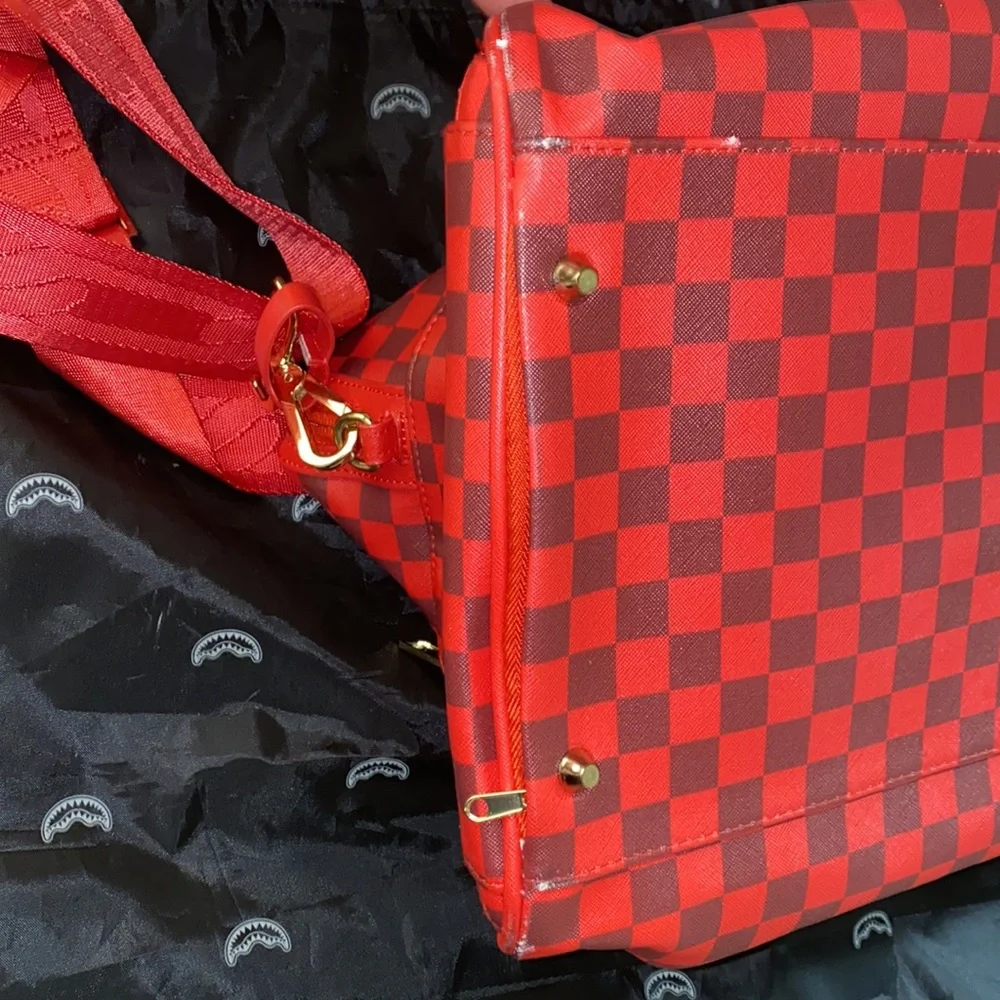 Sprayground Sharks in Paris Duffle Red Checked Edition